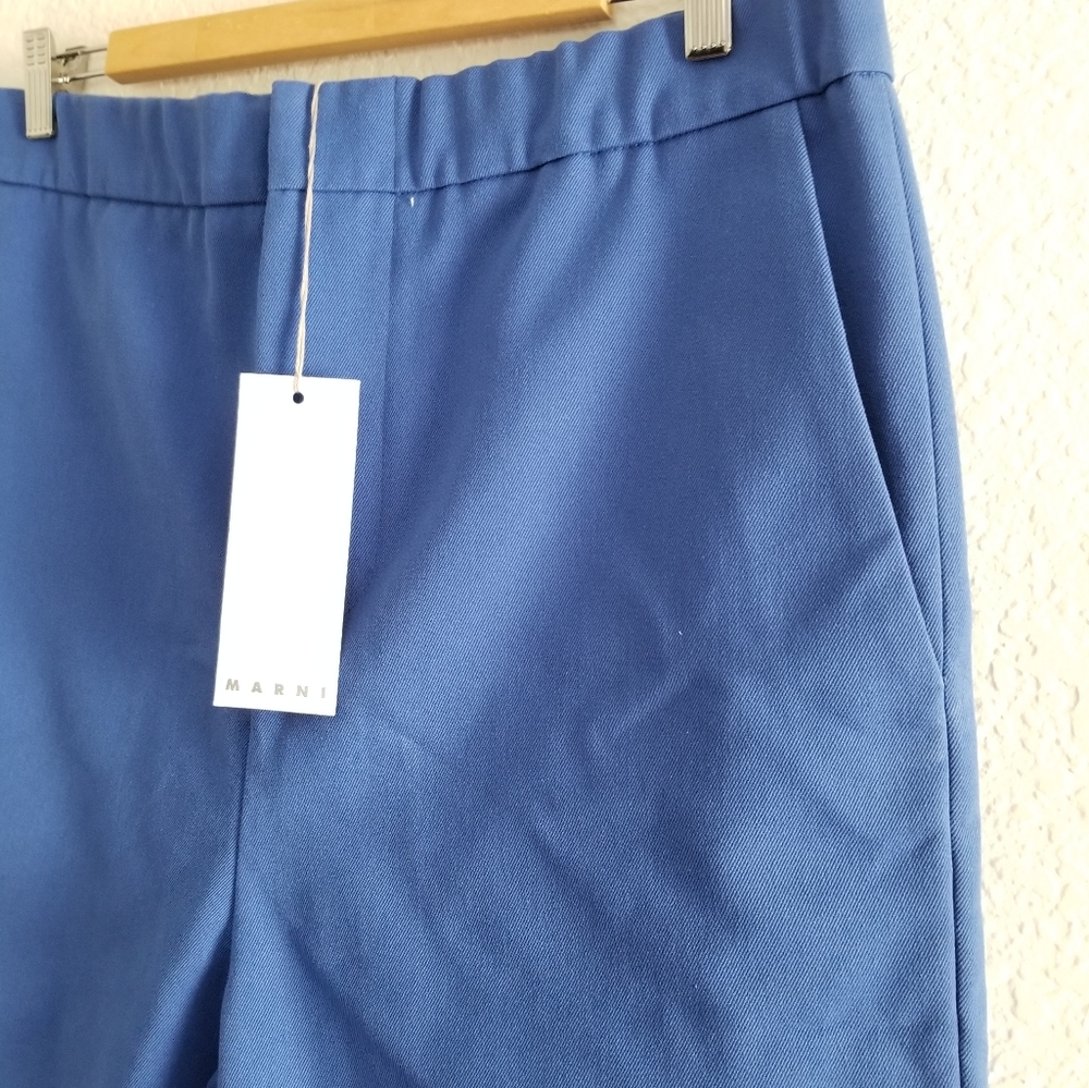 Marni Classic Tapered Leg Cropped Pants Size 10 Blue - Picture 9 of 10